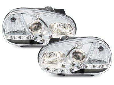 Scheinwerfer für VW Golf 4 IV 97-04 Tagfahrlicht-Optik chrom
