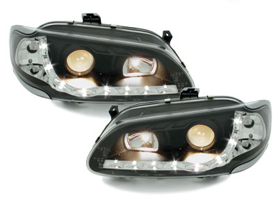 Scheinwerfer für Renault Megane 96-99 Tagfahrlicht-Optik schwarz