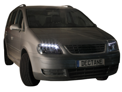 Scheinwerfer für VW Caddy 03-09 Tagfahrlicht-Optik schwarz
