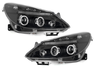 LED Angel Eyes Scheinwerfer für Opel Corsa D 06-10 schwarz