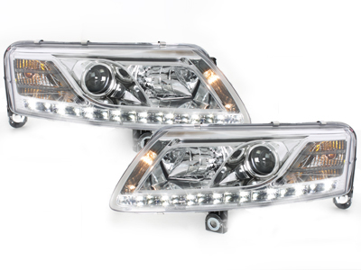 LED TAGFAHRLICHT Scheinwerfer für AUDI A6 4F 04-07 chrom Sonar