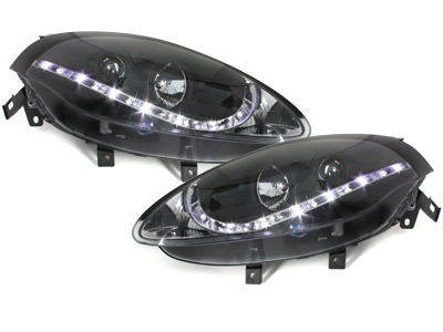 Scheinwerfer für Fiat Bravo 07+ Tagfahrlicht-Optik schwarz