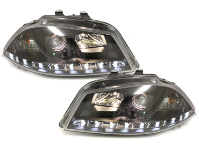 LED TAGFAHRLICHT Scheinwerfer für Seat Ibiza 6L 03-08 black schwarz