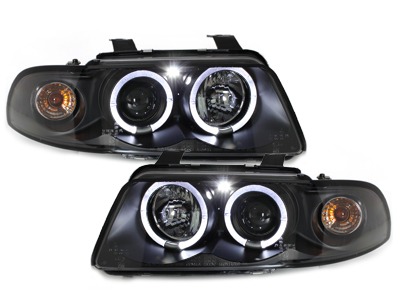 LED Angel Eyes Scheinwerfer für Audi A4 B5 95-98 schwarz