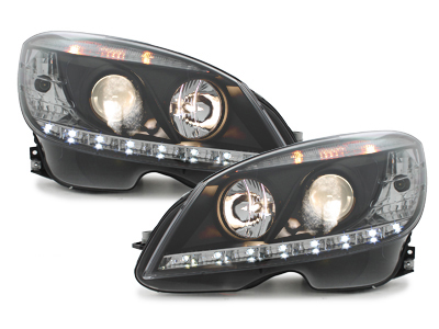 LED TAGFAHRICHT Scheinwerfer für Mercedes Benz S204 W204 C-Klasse 07-10 schwarz