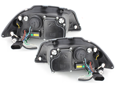 Scheinwerfer für Seat Ibiza 6L 03-08 Tagfahrlicht-Optik schwarz