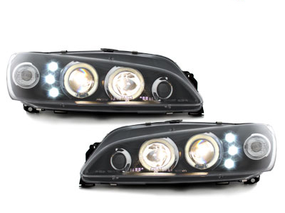 LED Angel Eyes Scheinwerfer für Peugeot 306 97-01 schwarz
