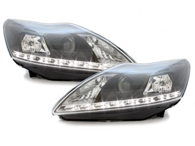Scheinwerfer für Ford Focus MK3 08-11 Tagfahrlicht-Optik schwarz GXB