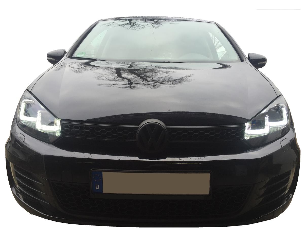 Tagfahrlicht Scheinwerfer für VW Golf 6 VI 08-12 schwarz-chrom Golf 7-Look
