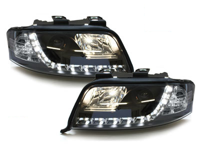 LED TAGFAHRLICHT Scheinwerfer für AUDI A6 4B C5 FL 01-04 schwarz