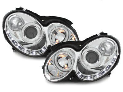 Scheinwerfer für Mercedes Benz CLK W209 02-09 TFL-Optik chrom