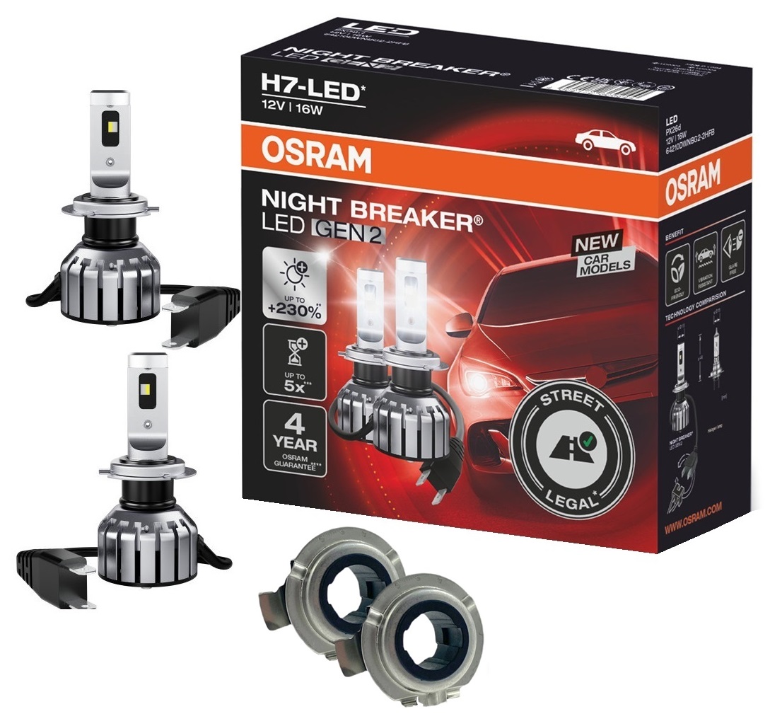 OSRAM NIGHT BREAKER H7 LED 230% Set für BMW F30 F31 F80 15-19 mit Adapter DA01