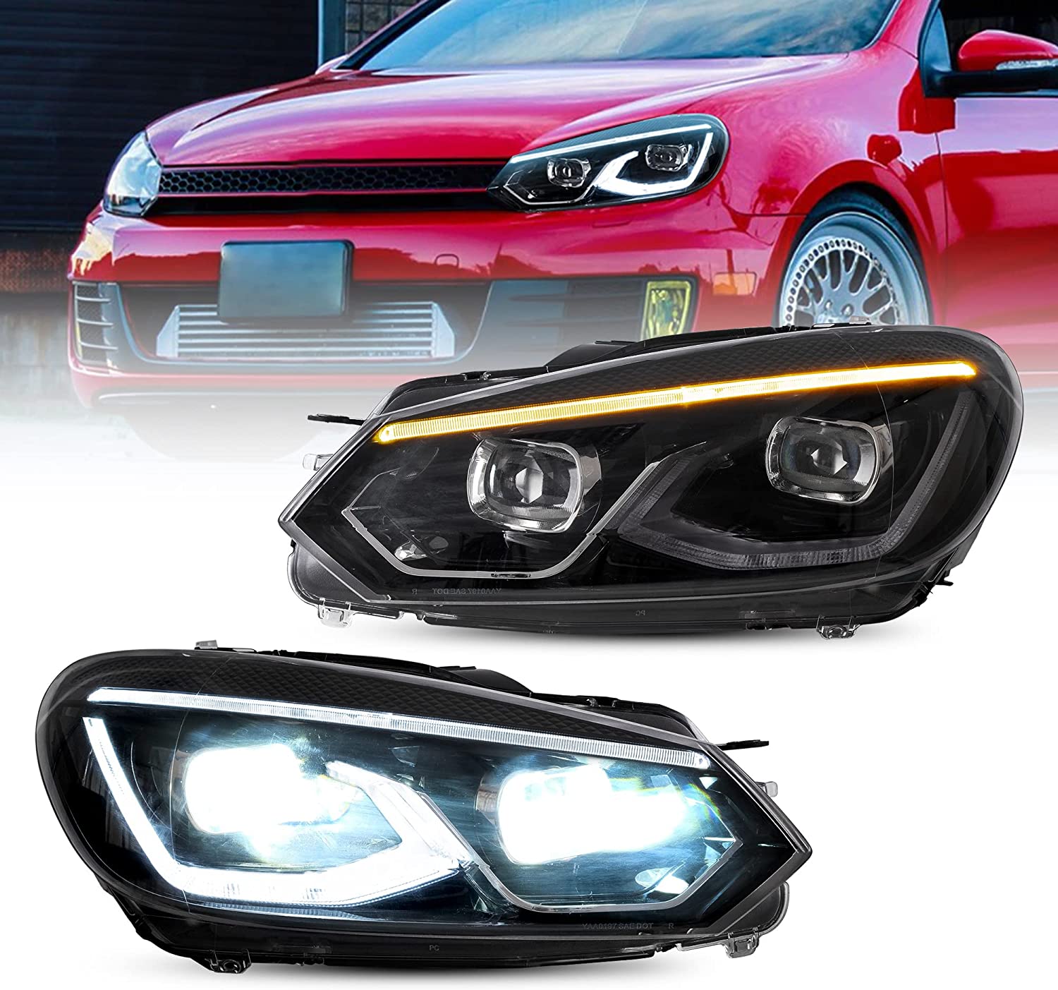 VOLL-LED Scheinwerfer für VW Golf 6 VI 08-12 schwarz sequentieller Start VL