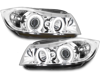 Scheinwerfer für BMW E90/E91 3er 2 CCFL Standlichtringe chrom Sonar