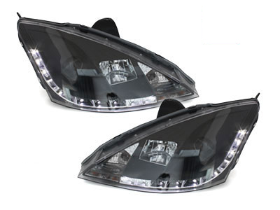 Scheinwerfer für Ford Focus 98-01 Tagfahrlicht-Optik schwarz SGXB