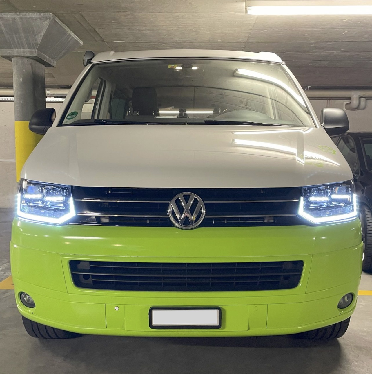 VOLL LED Scheinwerfer schwarz für VW T5 Bus GP Facelift 09-15 Lightbar Tagfahrlicht dynamischer Blinker