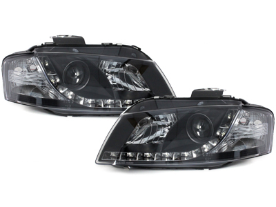 LED TAGFAHRLICHT Scheinwerfer für AUDI A3 8P 03-08 black schwarz
