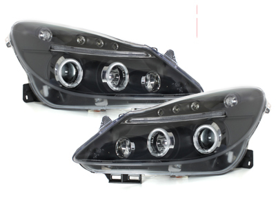 LED Angel Eyes Scheinwerfer für Opel Corsa D 06-10 schwarz