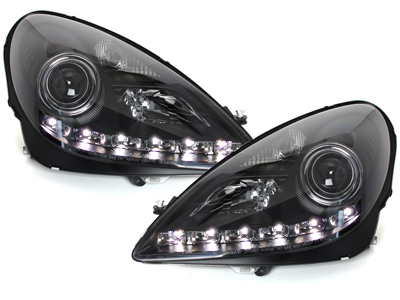 Scheinwerfer für MERCEDES BENZ SLK R171 04-11 TFL-Optik schwarz