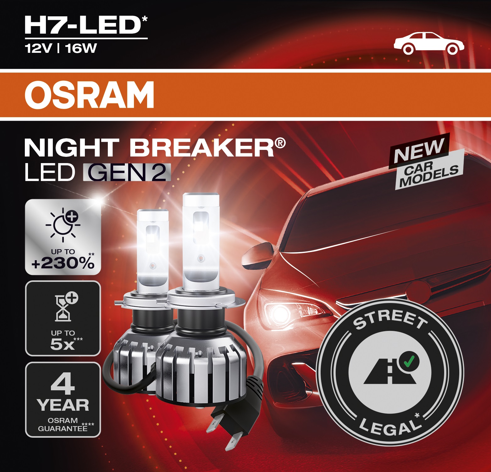 OSRAM NIGHT BREAKER H7 LED 230% Set für Seat Leon 1M 99-06