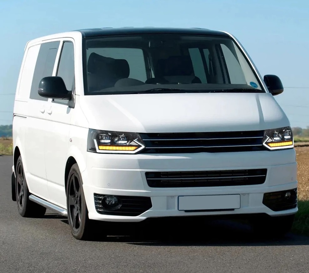 VOLL LED Scheinwerfer schwarz für VW T5 Bus GP Facelift 09-15 Lightbar Tagfahrlicht dynamischer Blinker