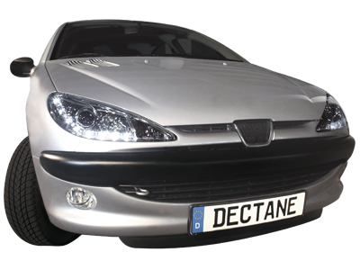 Tagfahrlicht-Optik Scheinwerfer für Peugeot 206 98-07 chrom