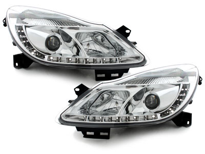 LED TAGFAHRLICHT Scheinwerfer für Opel Corsa D 06-10 chrom