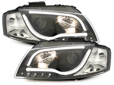 Lightbar Tagfahrlicht Scheinwerfer für AUDI A3 8P 03-08 schwarz