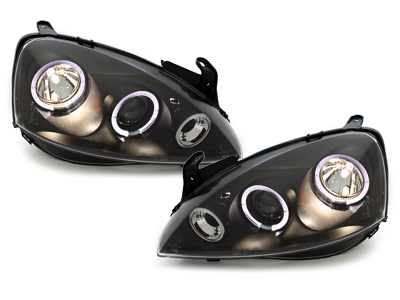 LED Angel Eyes Scheinwerfer für Opel Corsa C 01-06 schwarz