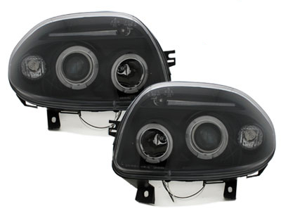 Scheinwerfer für Renault Clio II 98-01 2 Led Standlichtringe schwarz
