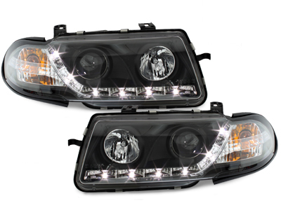 Tagfahrlicht-Optik Scheinwerfer für Opel Astra F 91-94 schwarz