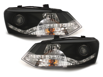 LED Tagfahrlicht Scheinwerfer für VW Polo 6R 09-14 schwarz SONAR