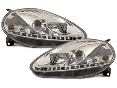 LED TAGFAHRLICHT Scheinwerfer für Fiat Grande Punto 05-08 chrom