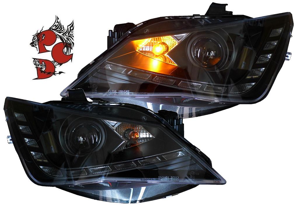 LED TAGFAHRLICHT Scheinwerfer für Seat Ibiza 6J 12+ Facelift schwarz