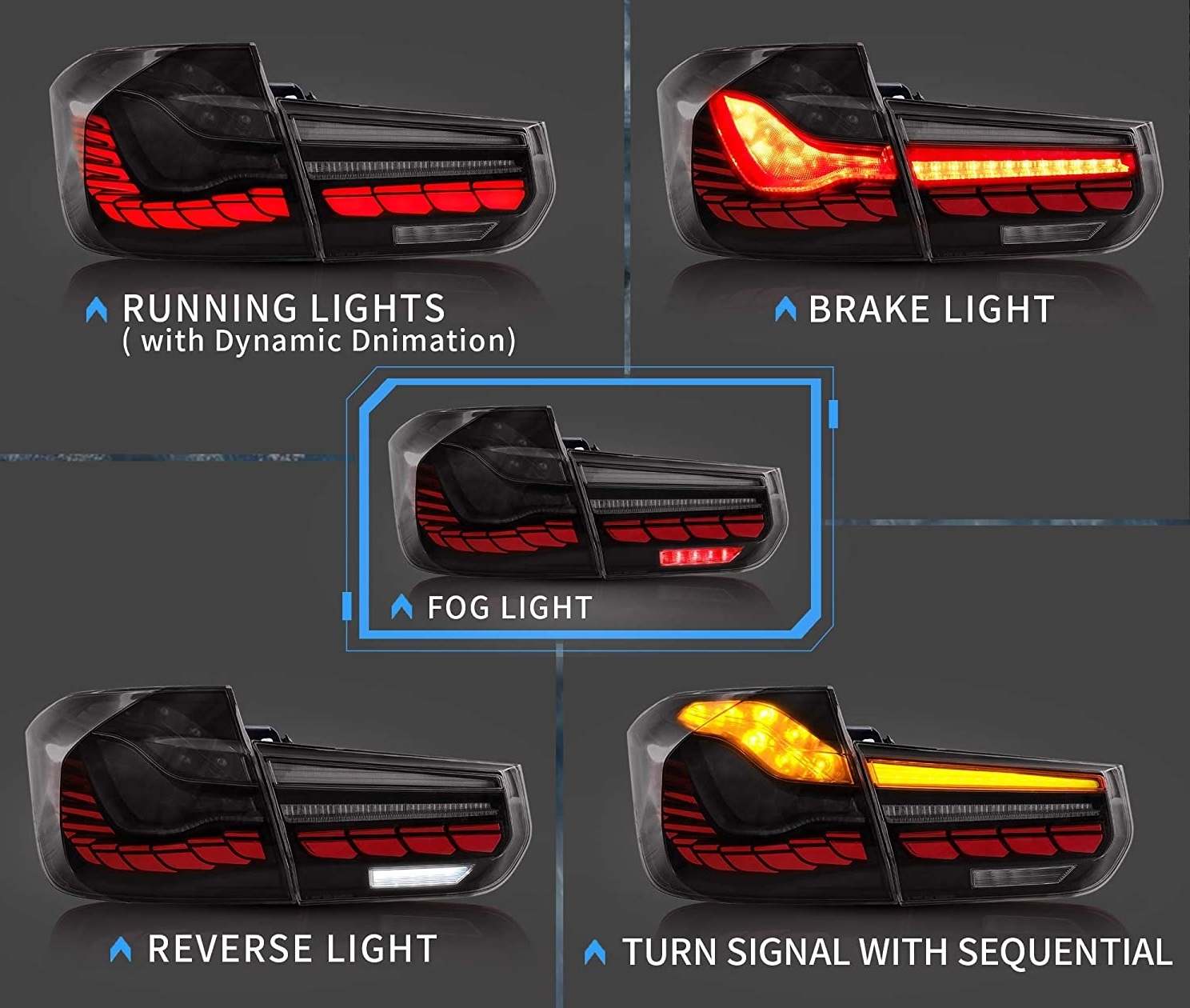 OLED Rückleuchten für BMW F30 3er 11-18 Limousine dynamisch schwarz