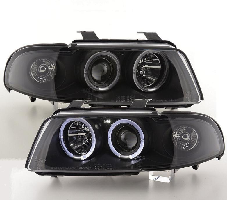 Led Angel Eyes Scheinwerfer für AUDI A4 B5 99-01 2 Led-Ringe schwarz