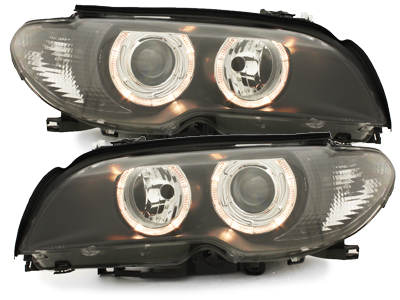 Angel Eyes Scheinwerfer für BMW E46 Coupe und Cabrio 03-06 schwarz Depo