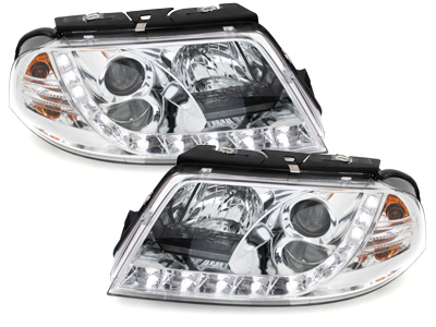 LED TAGFAHRLICHT Scheinwerfer für VW Passat 3BG 01-04 chrom