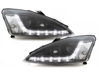 Scheinwerfer für Ford Focus 98-01 Tagfahrlicht-Optik schwarz GXB