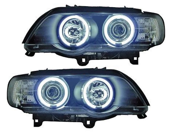 CCFL Angel Eyes Scheinwerfer für BMW X5 99-03 E53 schwarz