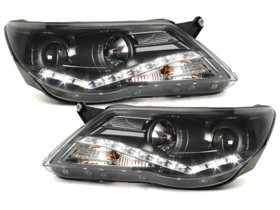 Scheinwerfer für VW Tiguan 5N 07-11 Led-Standlicht schwarz Sonar