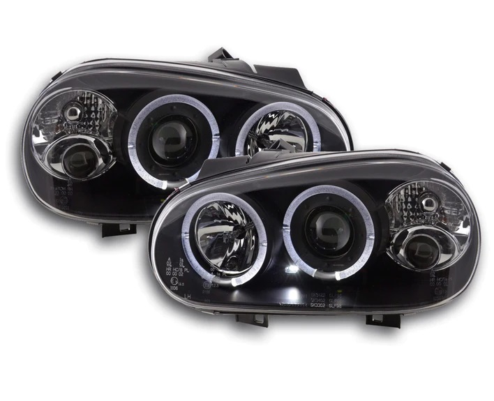 Led Angel Eyes Scheinwerfer für VW Golf IV 97-04 schwarz