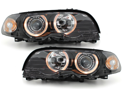 Angel Eyes Scheinwerfer für BMW E46 Coupe und Cabrio 98-03 schwarz DEPO
