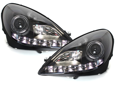 Scheinwerfer für MERCEDES BENZ SLK R171 04-11 TFL-Optik schwarz