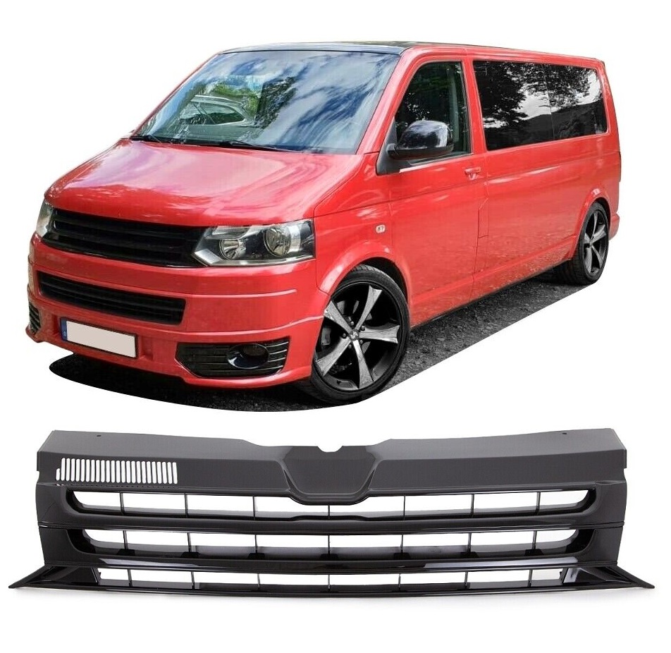 ABS Kunststoff Frontgrill Kühlergrill schwarz ohne Emblem für VW T5 2009-2015 Facelift