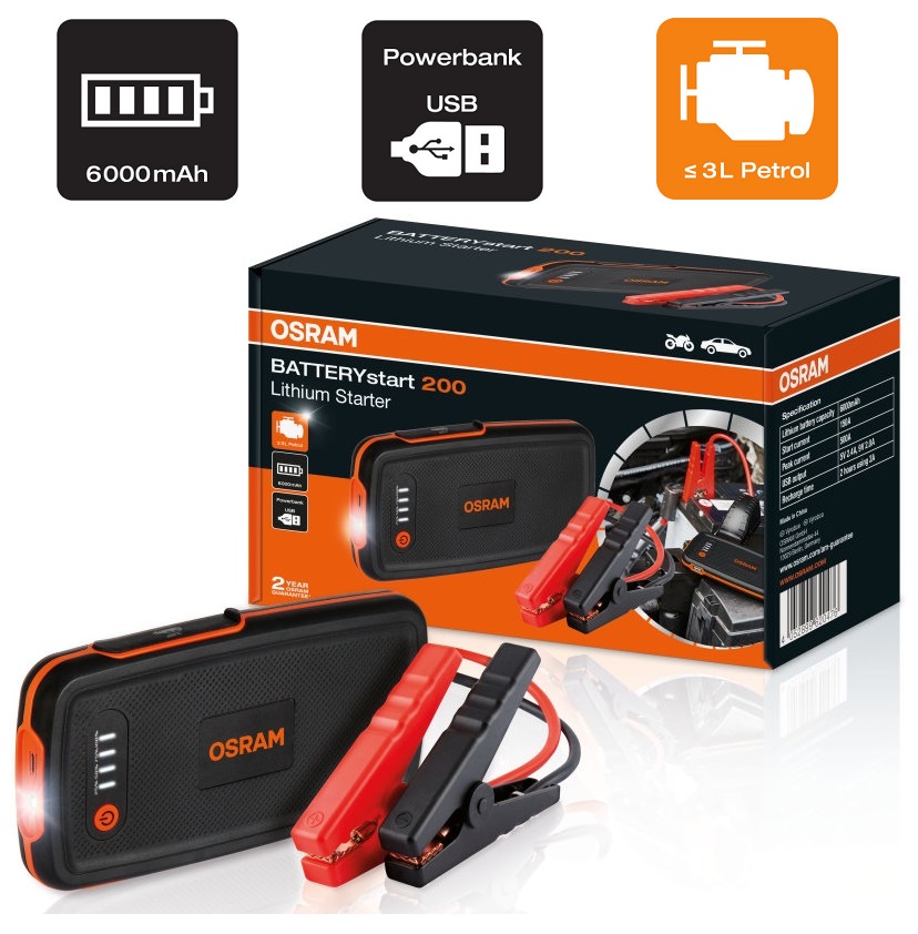 OSRAM BATTERYstart 200 Schnelllade-Lithium-Starter 6000mAh Starthilfe OBSL200