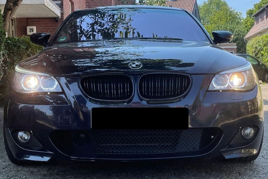 Scheinwerfer für BMW E60 E61 03-07 schwarz Led Angel Eyes DEPO
