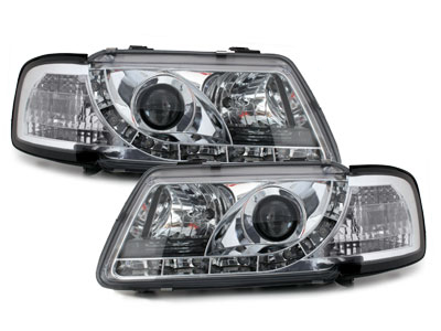 LED TAGFAHRLICHT Scheinwerfer für AUDI A3 8L 09.96-08.00 chrom mit Dimmfunktion