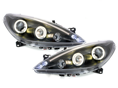 LED Angel Eyes Scheinwerfer für Peugeot 307 01-04.05 schwarz