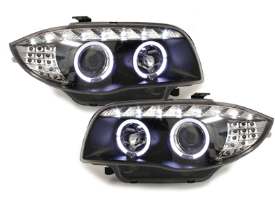 Tagfahrlicht-Optik Scheinwerfer für BMW 1er E87 E81 04-11 schwarz